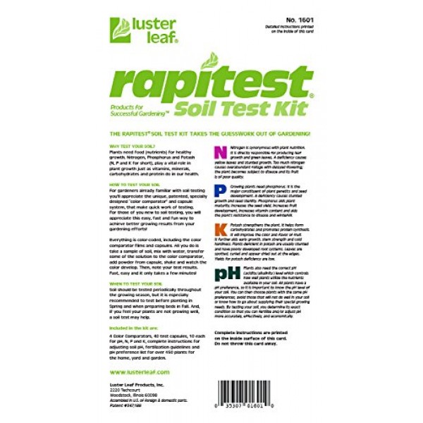 Rapitest Soil Test Kit Color Chart