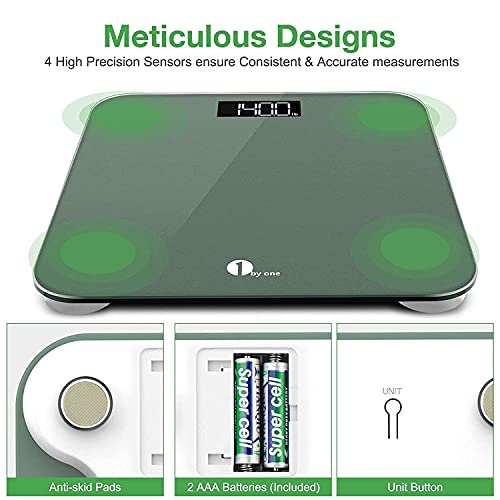1 BY ONE Digital Body Weight Scale, Bathroom Weighing Scale for Pe...