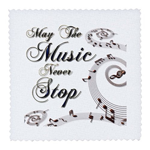 3dRose May The Music Never Stop with Musical Notes - Quilt Square,...