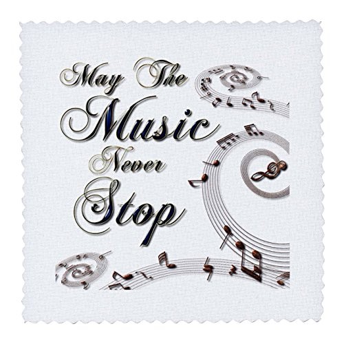 3dRose May The Music Never Stop with Musical Notes - Quilt Square,...