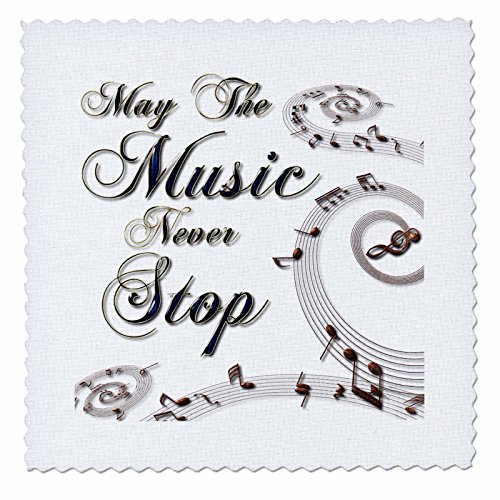 3dRose May The Music Never Stop with Musical Notes - Quilt Square,...