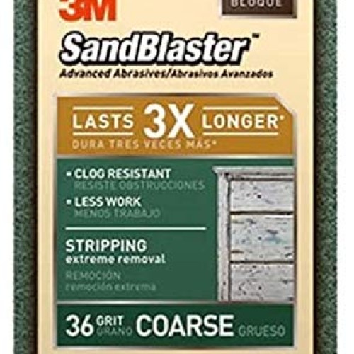 3M 20909-36 Paint Stripping Sanding Sponge, Coarse Grit,Green