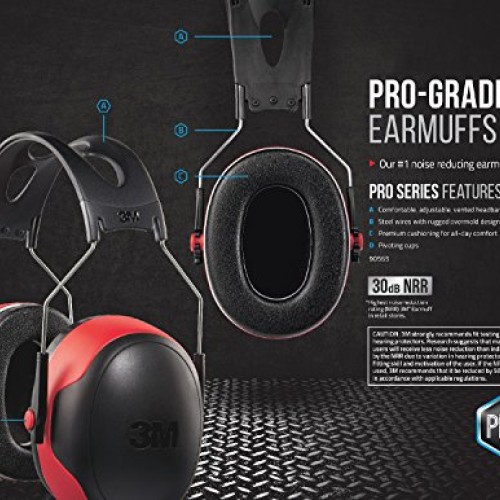 3M - 90565-4DC-PS Pro-Grade Noise-Reducing Earmuff, NRR 30 dB Stan...