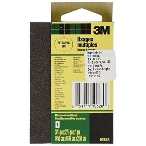 3M 907NA Small Area Sanding Sponge, 3.75 in by 2.625 in by 1 in, E...