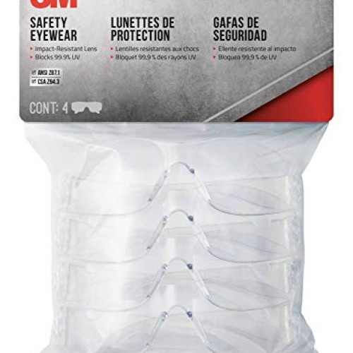 3M 90834-00000B Indoor Safety Eyewear, Clear Lens, Contractor Pack...