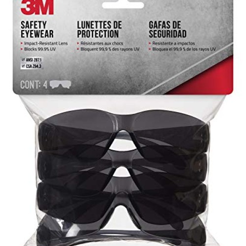 3M - 90835-00000B Safety Outdoor Safety Eyewear, Black Frame, Gray...