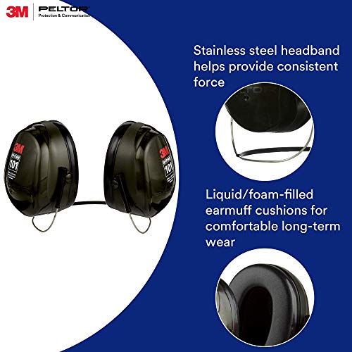 3M PELTOR Optime 101 Earmuffs H7B, Behind-the-Head