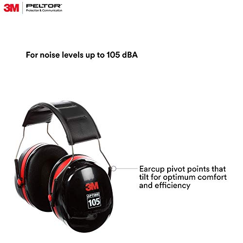 3M PELTOR Optime 105 Earmuffs H10A, Over-the-Head