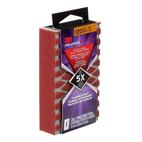 3M Pro Grade Precision Ultra Flexible Sanding Sponge, 4.5 x 2.5 x ...