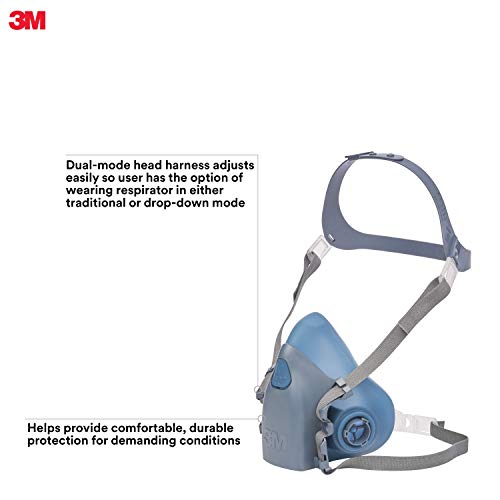 3M Reusable Respirator, Half Face Piece 7502, Use With Bayonet Car...