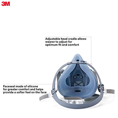3M Reusable Respirator, Half Face Piece 7502, Use With Bayonet Car...