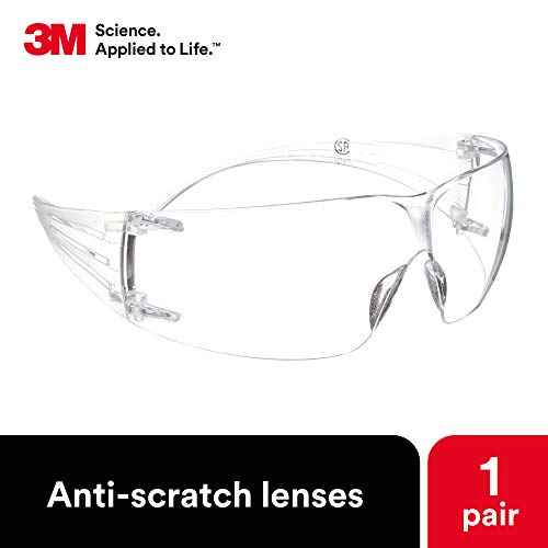 3M Safety Glasses, SecureFit, 1 Pair, ANSI Z87, Anti-Scratch, Clea...