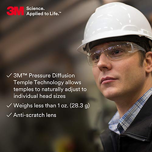 3M Safety Glasses, SecureFit, 1 Pair, ANSI Z87, Anti-Scratch, Clea...
