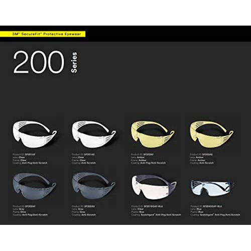 3M Safety Glasses, SecureFit, 1 Pair, ANSI Z87, Anti-Scratch, Clea...