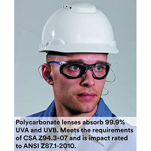 3M Safety Glasses, Virtua CCS, ANSI Z87, Anti-Fog, Clear Lens, Blu...