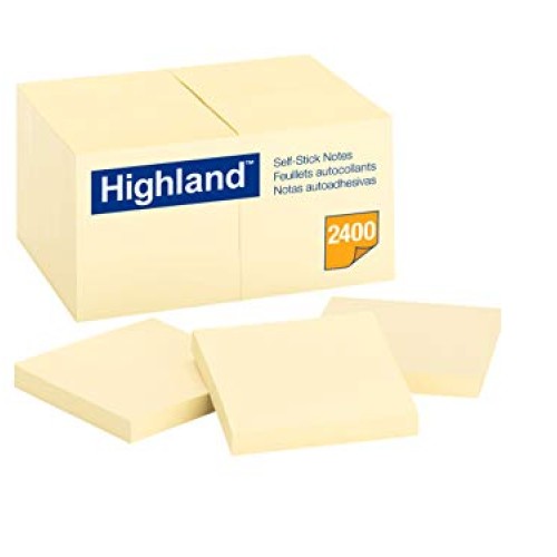 Highland Sticky Notes, 3 x 3 Inches, Yellow, 24 Pack