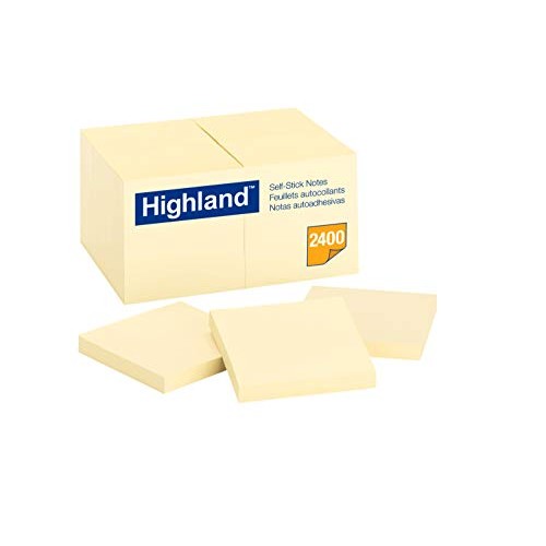 Highland Sticky Notes, 3 x 3 Inches, Yellow, 24 Pack
