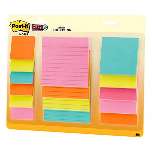 Post-it Super Sticky Notes, Assorted Sizes, 15 Pads, 2x the Sticki...