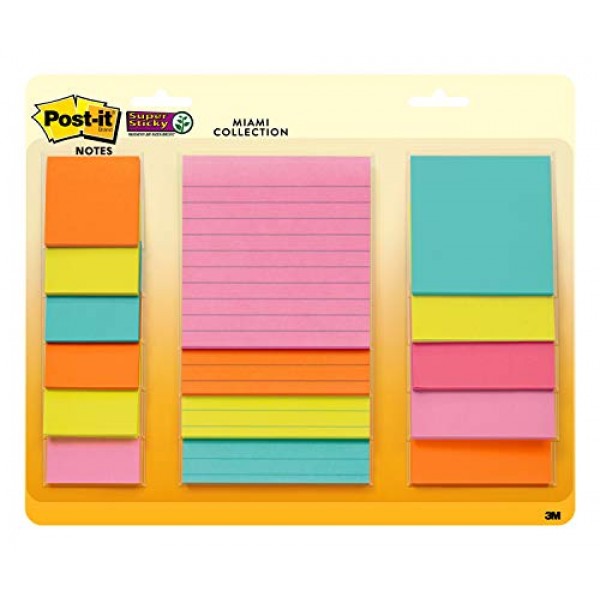 Post-it Super Sticky Notes, Assorted Sizes, 15 Pads, 2x the Sticki...