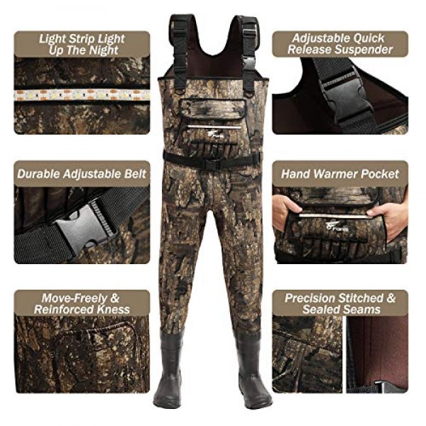 8 Fans Hunting Chest Waders, Camo Neoprene Hunting Waders for Men ...