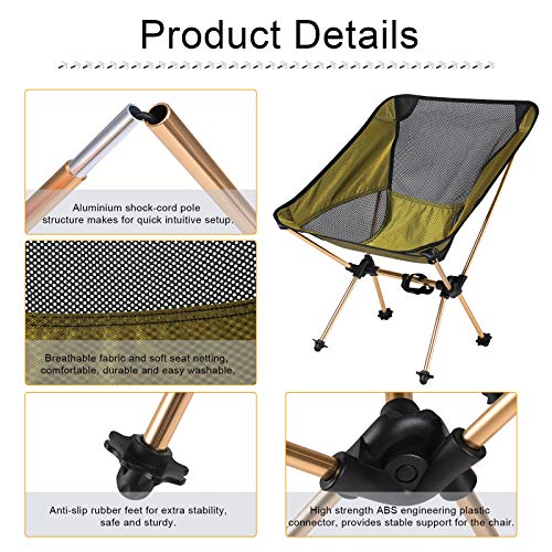 ABCCANOPY Ultralight Portable Camping Chairs Lightweight Compact F...