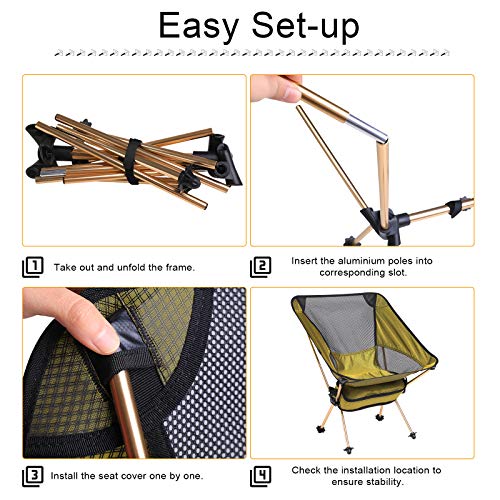 ABCCANOPY Ultralight Portable Camping Chairs Lightweight Compact F...
