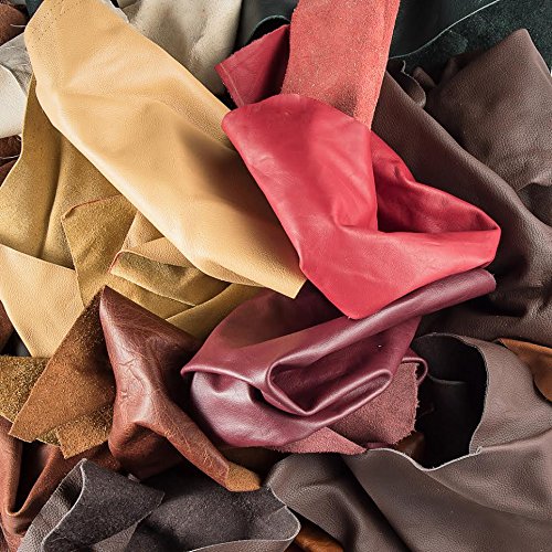 Leather Scraps Upholstery Leather 2 LB & 1Genuine Snakeskin Piece