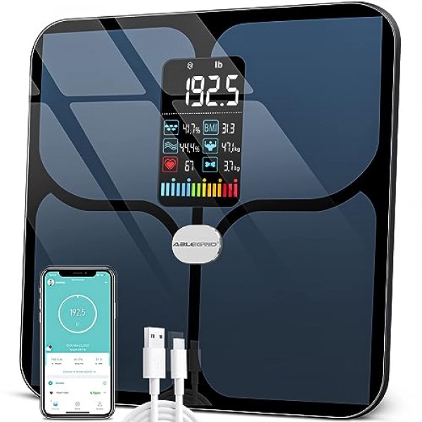 Body Fat Scale, ABLEGRID Digital Smart Bathroom Scale for Body Wei...