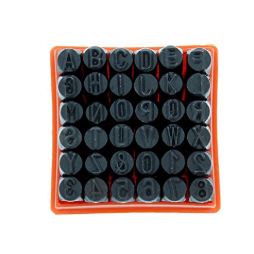 ABN Metal Large 1/4in Stamping 36-Piece Tool Kit - Alphabet, Numbe...