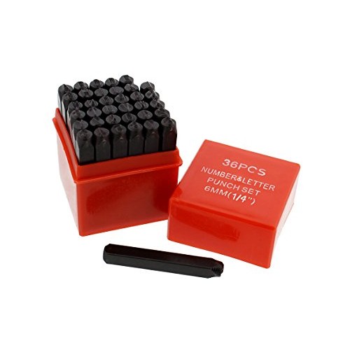 ABN Metal Large 1/4in Stamping 36-Piece Tool Kit - Alphabet, Numbe...