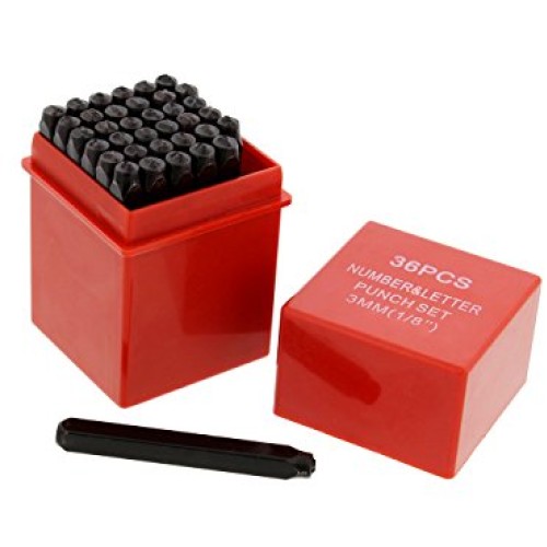 ABN Metal Small 1/8in Stamping 36-Piece Tool Kit - Alphabet, Numbe...