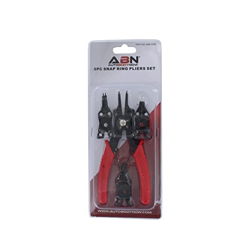 ABN Snap Ring Pliers Set – 5 Pc Interchangeable Jaw Head C Clip Pl...