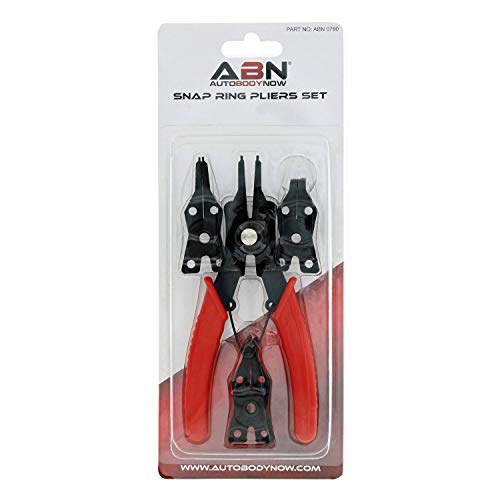 ABN Snap Ring Pliers Set – 5 Pc Interchangeable Jaw Head C Clip Pl...