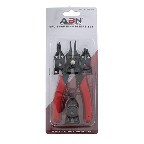 ABN Snap Ring Pliers Set – 5 Pc Interchangeable Jaw Head C Clip Pl...