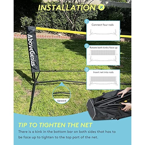 AboveGenius Pickleball Set with Net, Pickleball Paddles Set of 4, ...