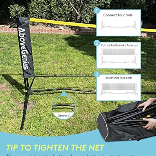 AboveGenius Pickleball Set with Net, Pickleball Paddles Set of 4, ...