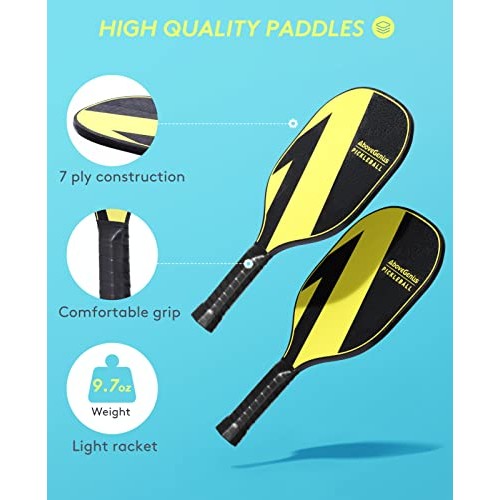 AboveGenius Pickleball Set with Net, Pickleball Paddles Set of 4, ...