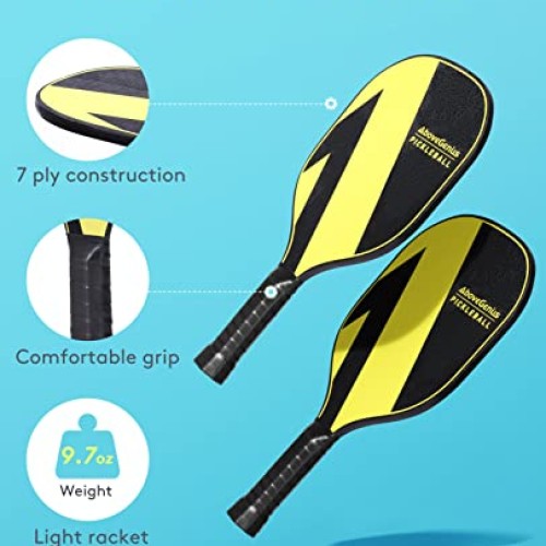 AboveGenius Pickleball Set with Net, Pickleball Paddles Set of 4, ...