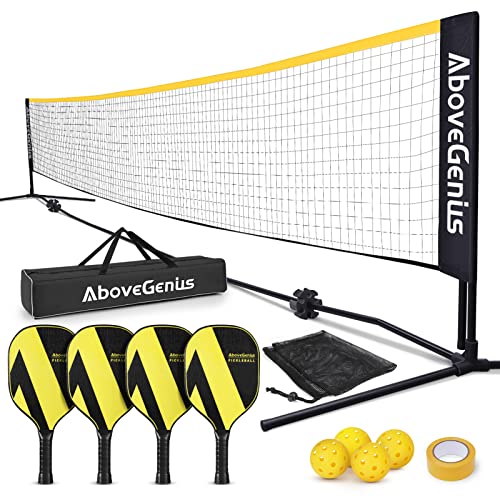 AboveGenius Pickleball Set with Net, Pickleball Paddles Set of 4, ...
