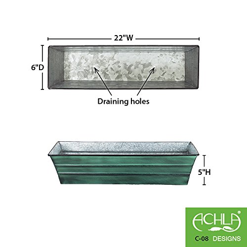 Achla Designs C-08 Small, Green Galvanized Steel Window Flower Box