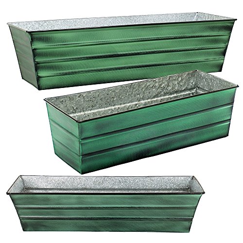 Achla Designs C-08 Small, Green Galvanized Steel Window Flower Box