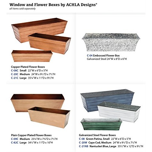 Achla Designs C-08 Small, Green Galvanized Steel Window Flower Box