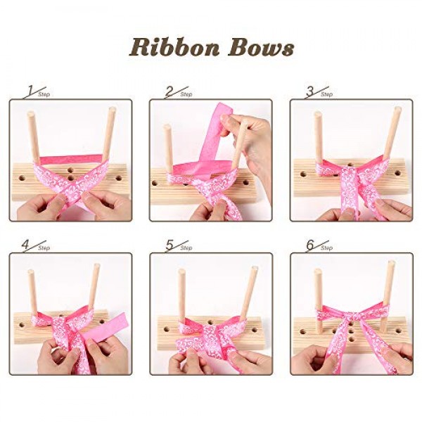 Ackitry Bow Maker for Ribbon, Wooden Wreath Bow Maker Tool for Cre...