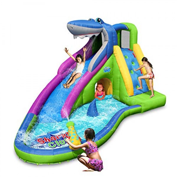 ACTION AIR Inflatable Waterslide, Shark Bounce House with Slide fo...