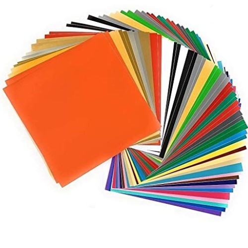 Adhesive Vinyl Sheets, 55 Pack of 12” x 12” in 37 Assorted Colors ...