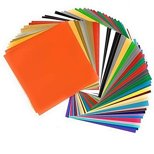 Adhesive Vinyl Sheets, 55 Pack of 12” x 12” in 37 Assorted Colors ...