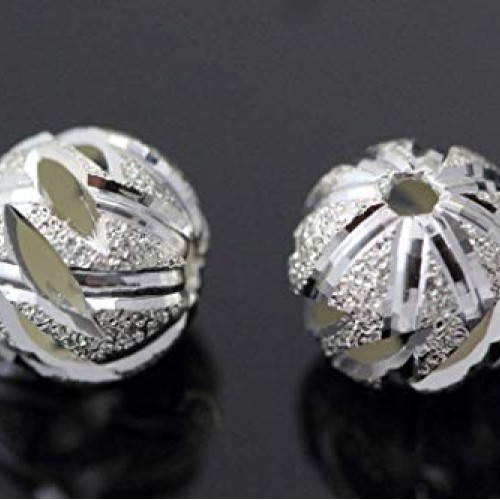 20pcs x Sterling Silver 8mm Filigree Flower Pattern Round Spacer B...