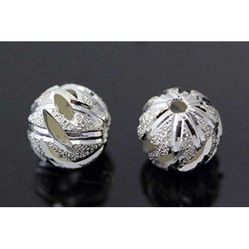 20pcs x Sterling Silver 8mm Filigree Flower Pattern Round Spacer B...