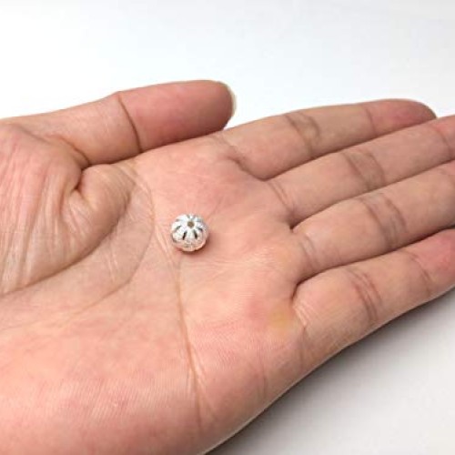 20pcs x Sterling Silver 8mm Filigree Flower Pattern Round Spacer B...
