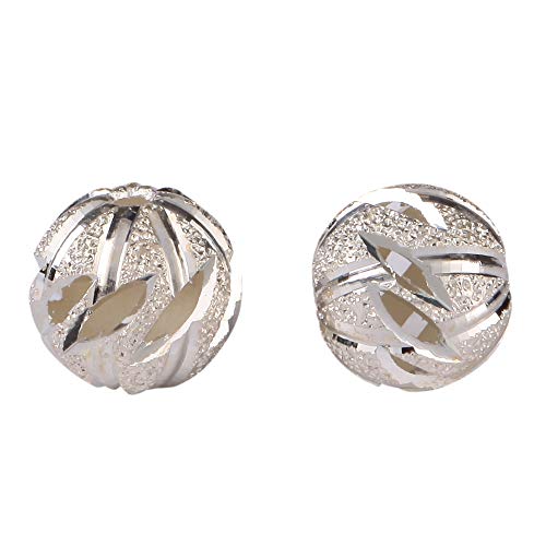 20pcs x Sterling Silver 8mm Filigree Flower Pattern Round Spacer B...